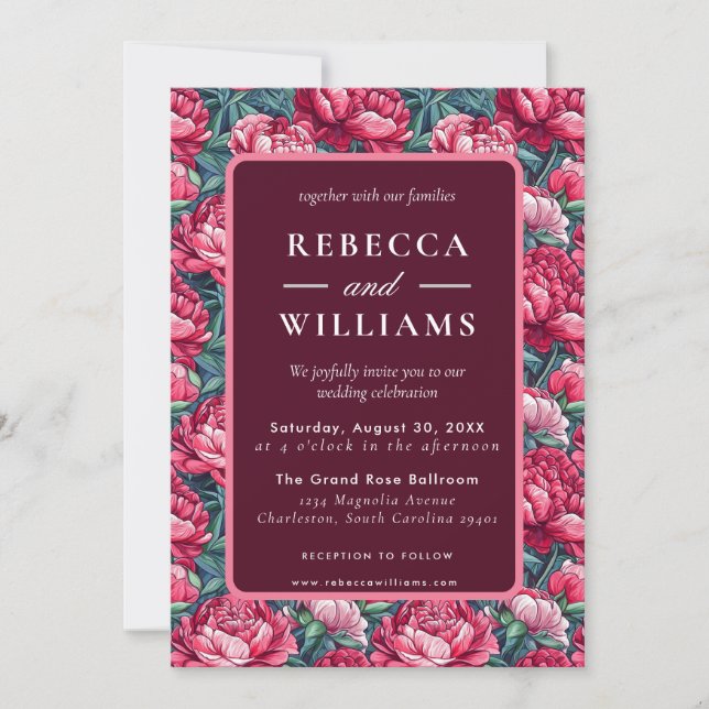 Convites Casamento de Outono de Peônias Botânicas Boho  (Frente)