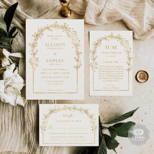 Convites Casamento de outono Dourado da Cinza Branca Person