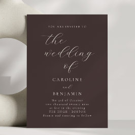 Convites Casamento de Outono Elegante com Letra Minima Café