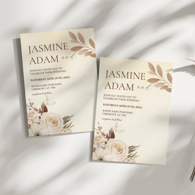 Convites Casamento de outono Floral de Boho Boho Moderno (Criador carregado)