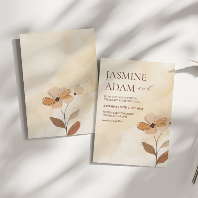 Convites Casamento de outono Floral de Boho Boho Moderno (Criador carregado)