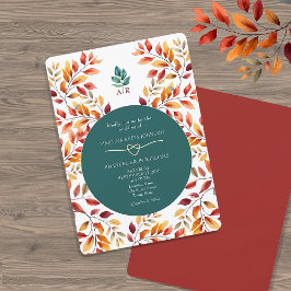 Convites Casamento de Outono Laranja Turquesa