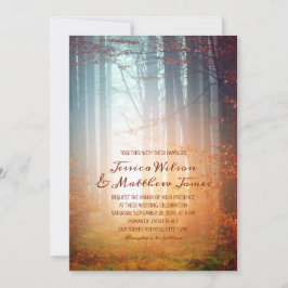 Convites Casamento de outono Rustic Forest Burgundy