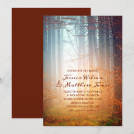Convites Casamento de outono Rustic Forest Burgundy