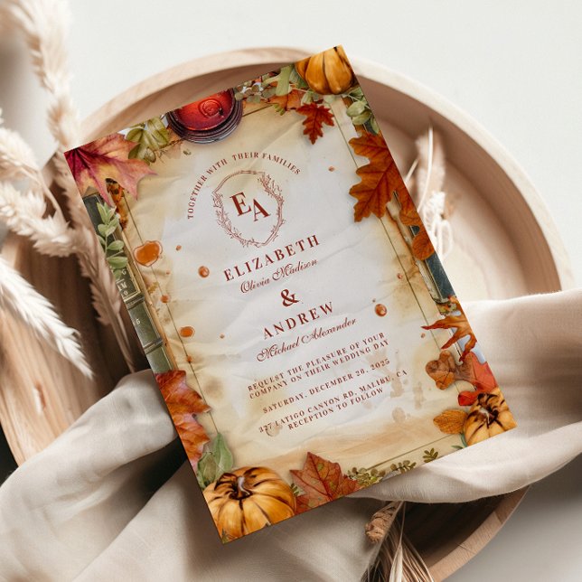 Convites Casamento de outono Rustic Pumpkin Spice (Criador carregado)