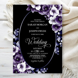 Convites Casamento de Oval Floral Roxo