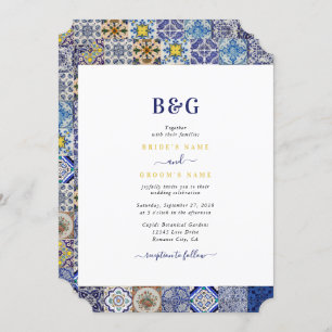 Convites Casamento de Padrão de Azulejos Portugueses do Med