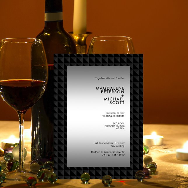 Convites Casamento de Padrão de Forma de Polígono Preto Fut (Criador carregado)