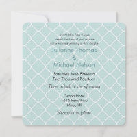 Casamento de Padrão de Quatrefoil Azul e Branco