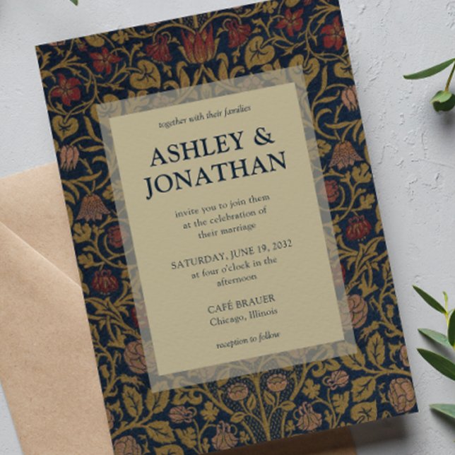 Convites Casamento de Padrão Elegante Morris Violet & Colum (Criador carregado)