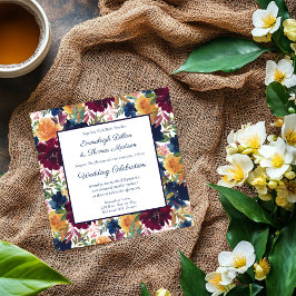 Convites Casamento de Padrão Floral de Água Brilhante