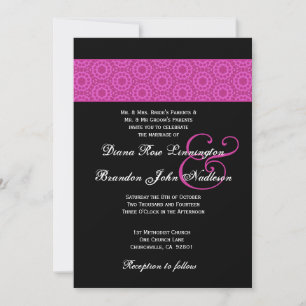 Convites Casamento de padrão rosa e preto