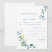 Casamento de Pais de Flor Selvagem Azul e Amarelo