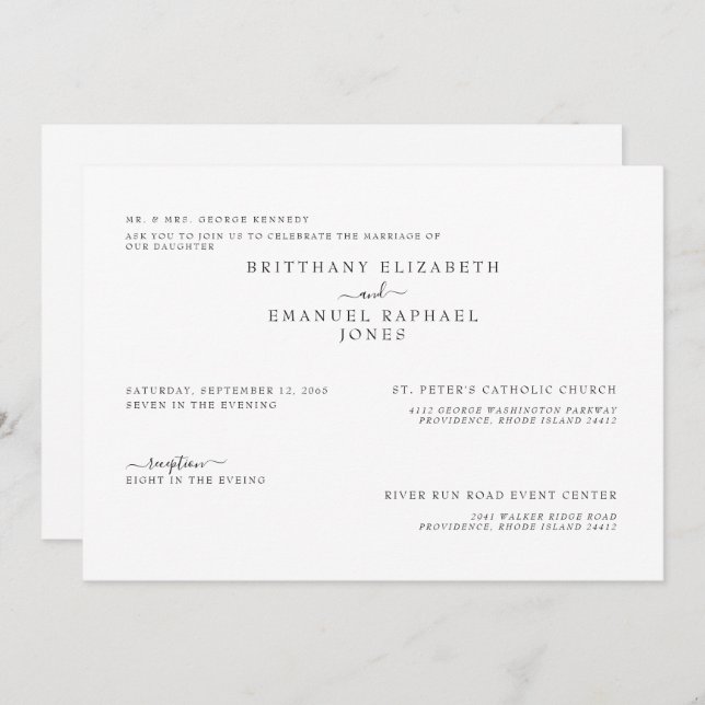 Convites Casamento de pais de noiva branca (Frente/Verso)