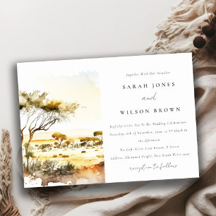 Convites Casamento de Paisagem Africana com Muted Earth Wat