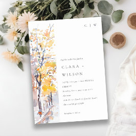 Convites Casamento de Paisagem de outono Amarelo Russo Past