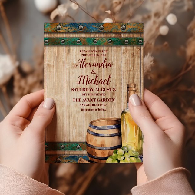 Convites Casamento de Paisagem de Vinha com Aquarela Modern (Criador carregado)