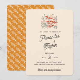 Convites Casamento de Paisagem no Deserto do Retro Saguaro 