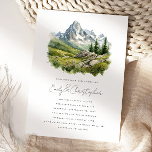 Convites Casamento de Paisagem Rustica de Cores Aquáticas