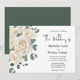 Convites Casamento de paisagens branco e Rosa verde minimal