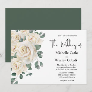 Convites Casamento de paisagens branco e Rosa verde minimal