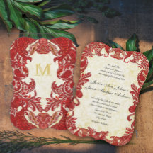 Casamento de Paisley Vintage Vermelho da Renascenç