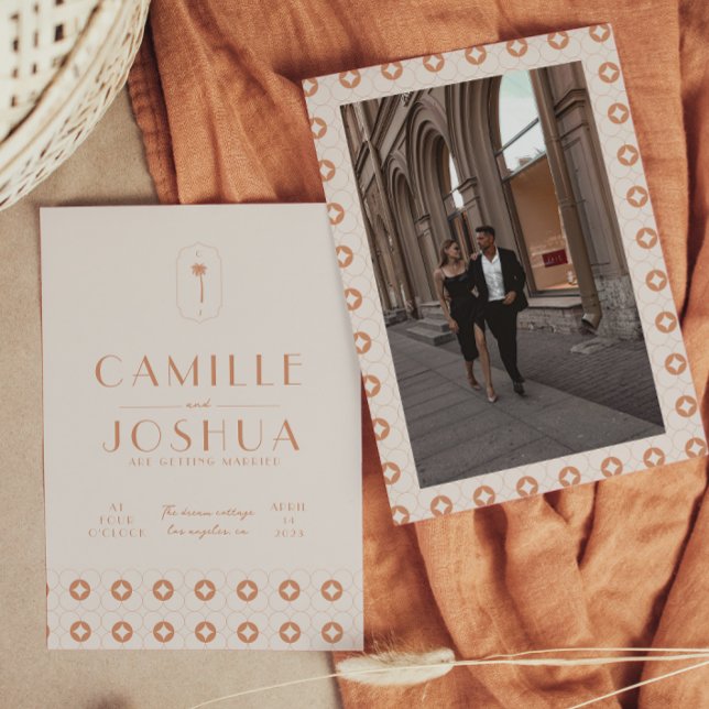 Convites Casamento de Palm primavera retro (Criador carregado)