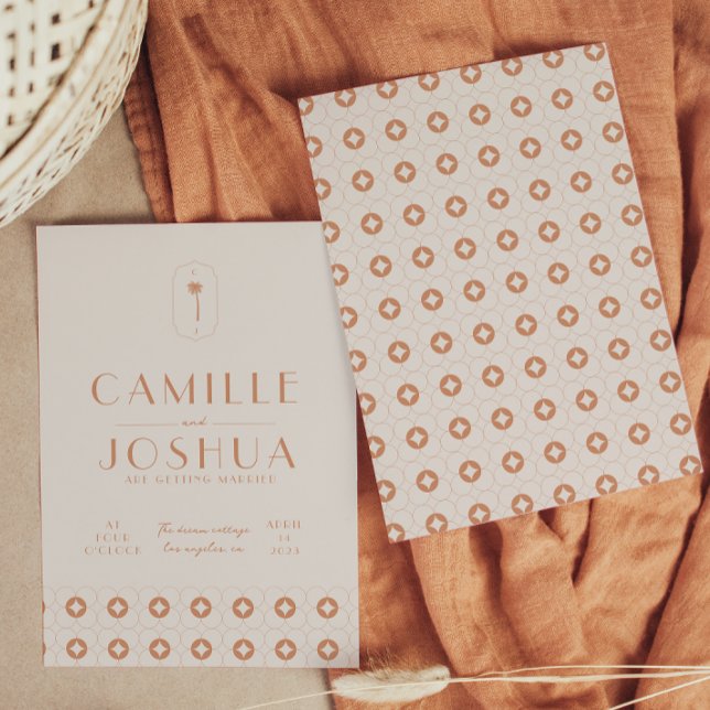 Convites Casamento de Palm primavera retro (Criador carregado)