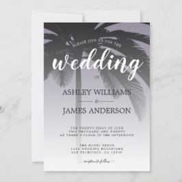 Convites Casamento de Palm Tree Ash Purple Beach