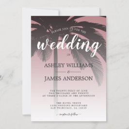 Convites Casamento de Palm Tree Dusty Rosa Beach