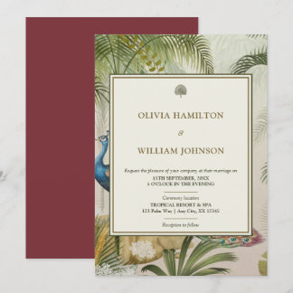 Convites Casamento de Palm Tropical Burgandy 5x7