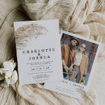 Convites Casamento de Palma de Boho Pampas, Minimalista Mod<br><div class="desc">Boho Pampas Grass Palm, minimalista moderno, Convocação russa mas com uma reviravolta moderna, erva-pampas e convite para o casamento de folha-de-palma com uma adorável erva aquática e arranjo de folha. Este design também apresenta a foto do casal e informações adicionais na parte traseira. Este convite para o casamento de grama...</div>