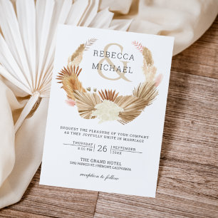 Convites Casamento de Palma Seco Rustic Boho Pampas Grass W
