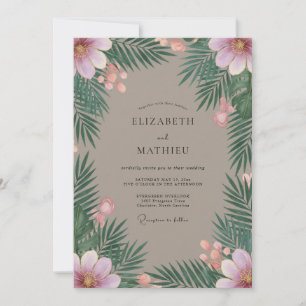 Convites Casamento de Palma Tropical de Eucalipto Taupe
