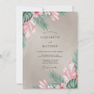 Convites Casamento de Palma Tropical Taupe Eucalipto Silenc
