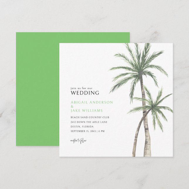 Convites Casamento de Palmeira Verde Lima (Frente/Verso)
