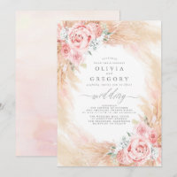 Casamento De Pampas De Grama De Flores Rosa Escamu