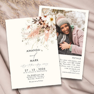 Convites Casamento de Pampas Grass Boho Wildflower Elegante
