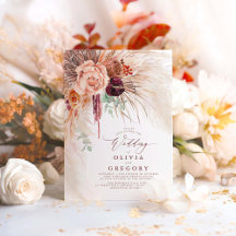 Casamento de Pampas Grass Floral Burgundy Terracot