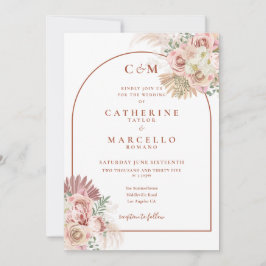 Convites Casamento de Pampas Grass Terracotta Arch Monogram