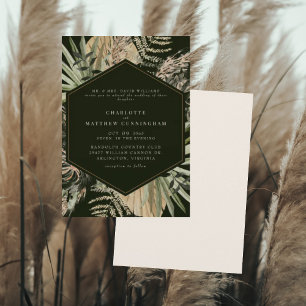 Convites Casamento de Pampas Negro e Creme