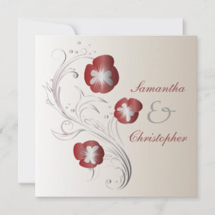 Convites Casamento de Pansy Vermelho e Prata