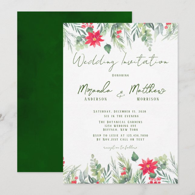 Convites Casamento de Pão de Água de Natal (Frente/Verso)