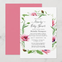 Casamento de Papoulas Rosa Aquarela