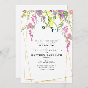 Convites Casamento de Parentes Florais Multicolores de Flor