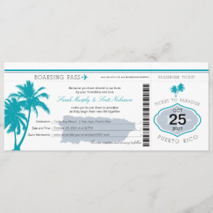 Convites Casamento de Passagem de Embarque de cinza e Teal 