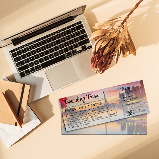 Convites Casamento de Passagem de Embarque de Destino de Pa (Criador carregado)