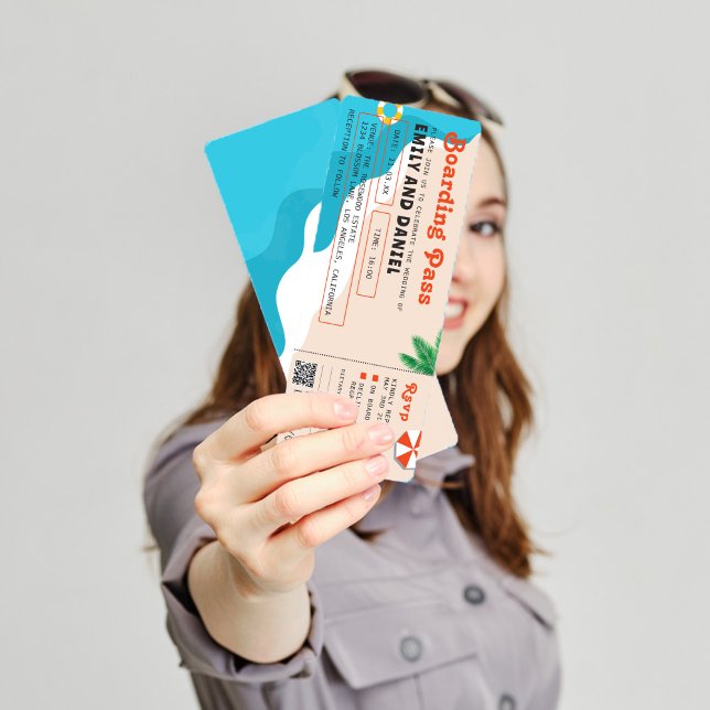 Convites Casamento de Passagem de Embarque de Verão (Criador carregado)