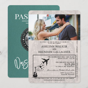 Convites Casamento de Passaporte Aqua Nashville
