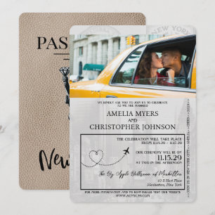 Convites Casamento de Passaporte Beige Nova Iorque